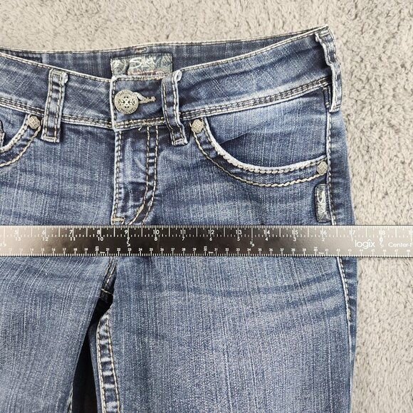 Silver Jeans Suki Bootcut Low Rise Stretch Blue Jeans Women's 28x30 Flap Pockets - Picture 6 of 12